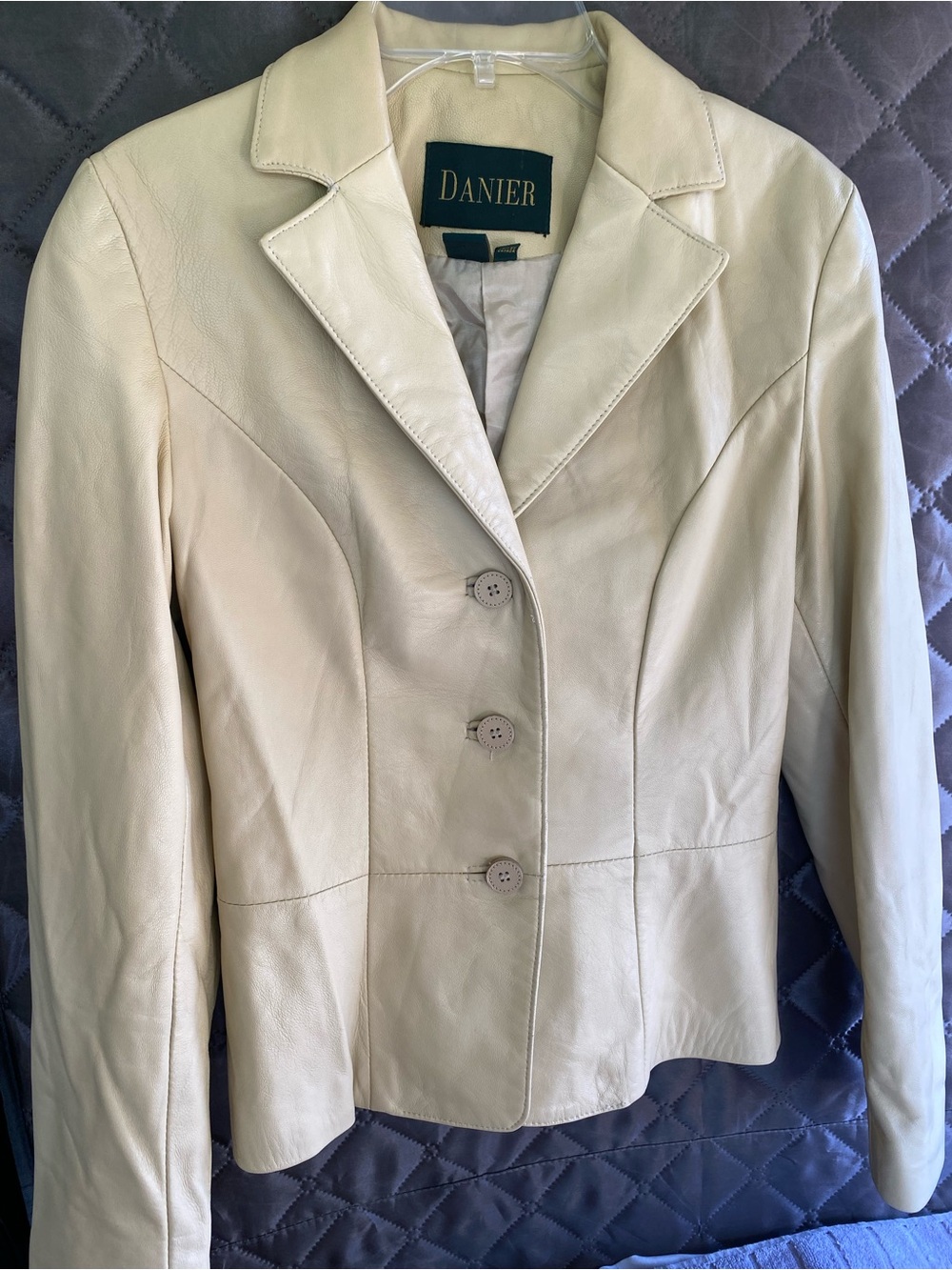 ✨ Vintage Danier Cream Leather Skirt Suit Set 2-Piece Minimalist 90s Y2K fits XS
